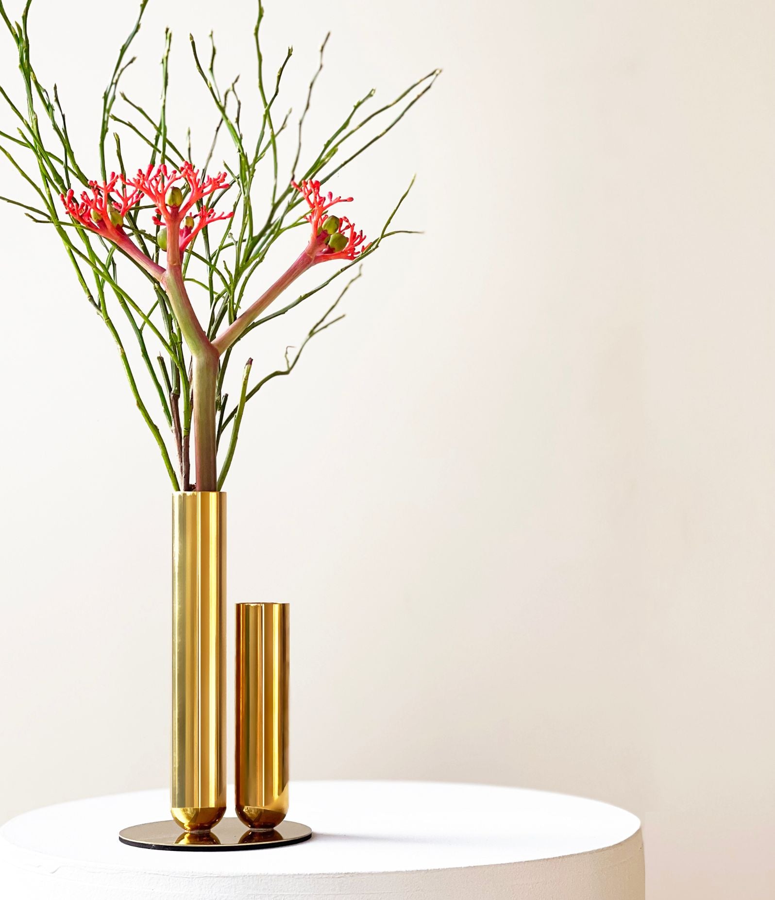 Vases en laiton, laiton, mise en situation dans un intérieur