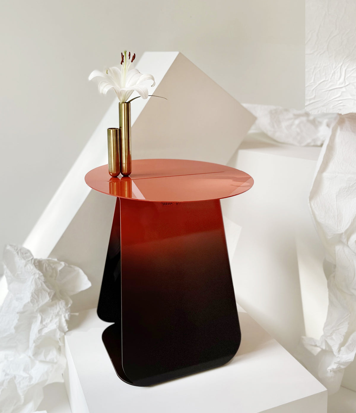 gradient red metal side table - YOUMY | Mademoiselle Jo